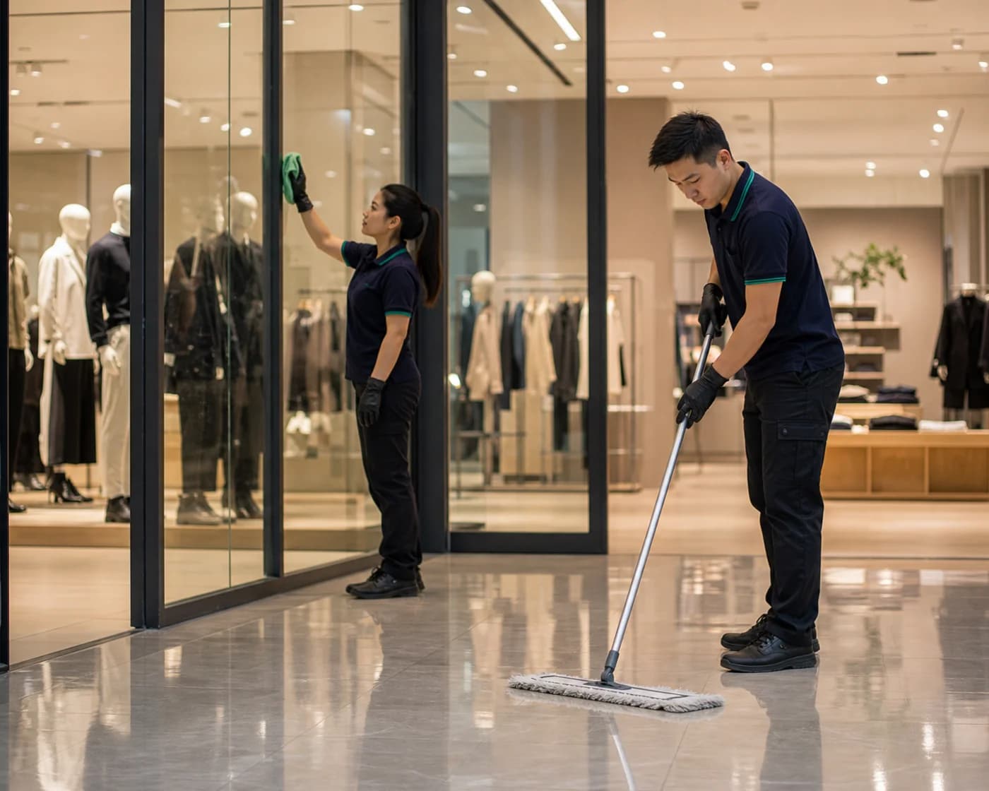 Parramatta Square ground floor retail cleaning — ANZ storefront glass cleaning