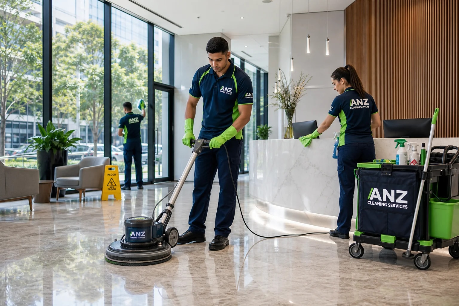 ANZ commercial cleaner servicing a Parramatta CBD office at Parramatta Square